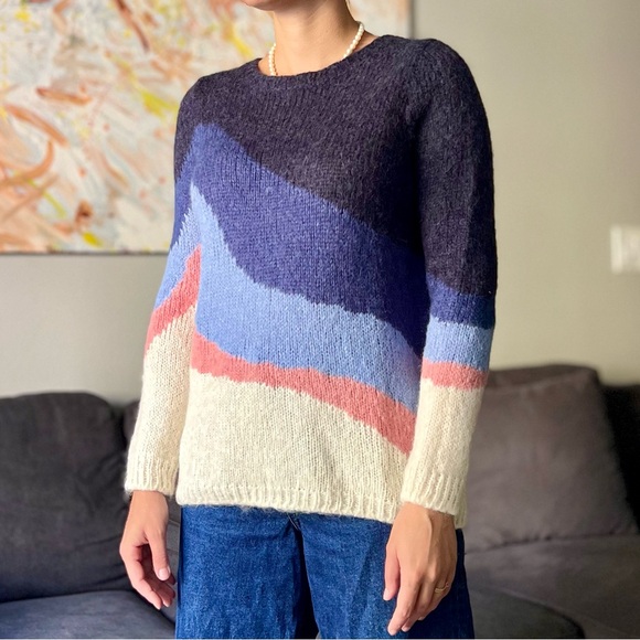 Sézane Winnie Jumper Pullover Sweater - Multicolor White Blue and Pink- Size S - Picture 2 of 11